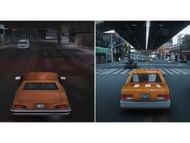 A comparison of Mohawk Avenue in Grand Theft Auto 3 and the remastered version (Image via YouTube/INTER)